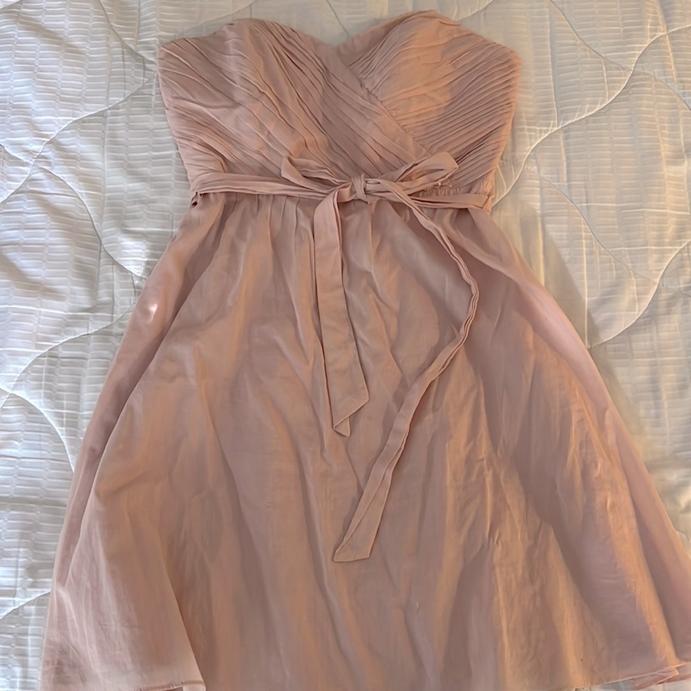 Pale Pink Linen/Cotton strapless mini dress